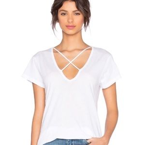 LNA White Criss Cross Short Sleeve Tee